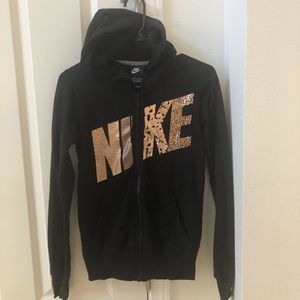 Black and Gold Nike Metalic Zip Up Hoodie